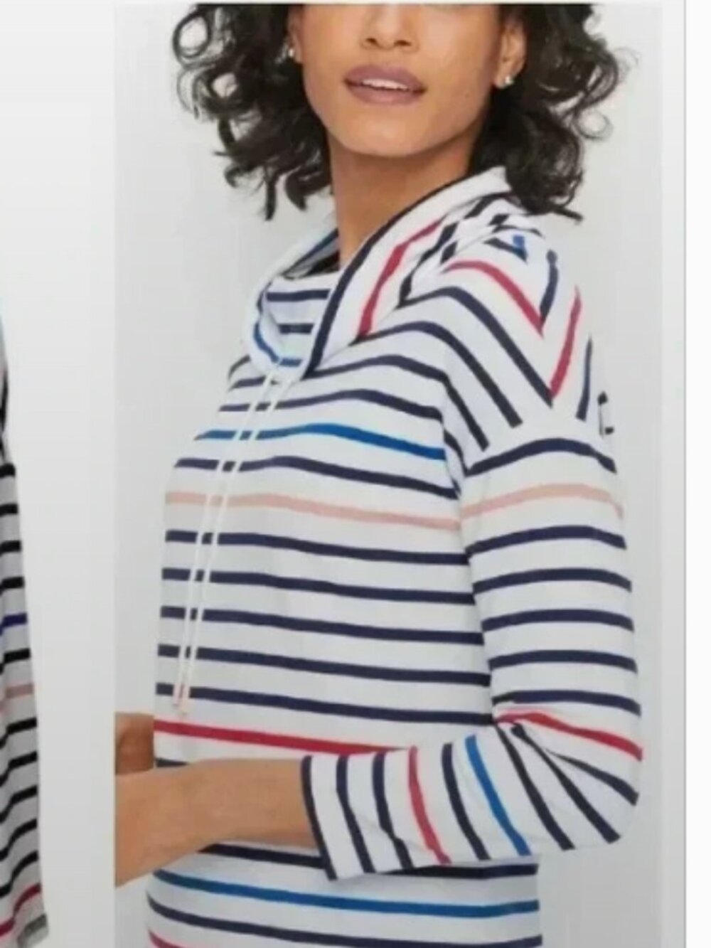 T by Talbots Petite Topsail Funnel Neck 3 4 Sleeve Nautical Top
